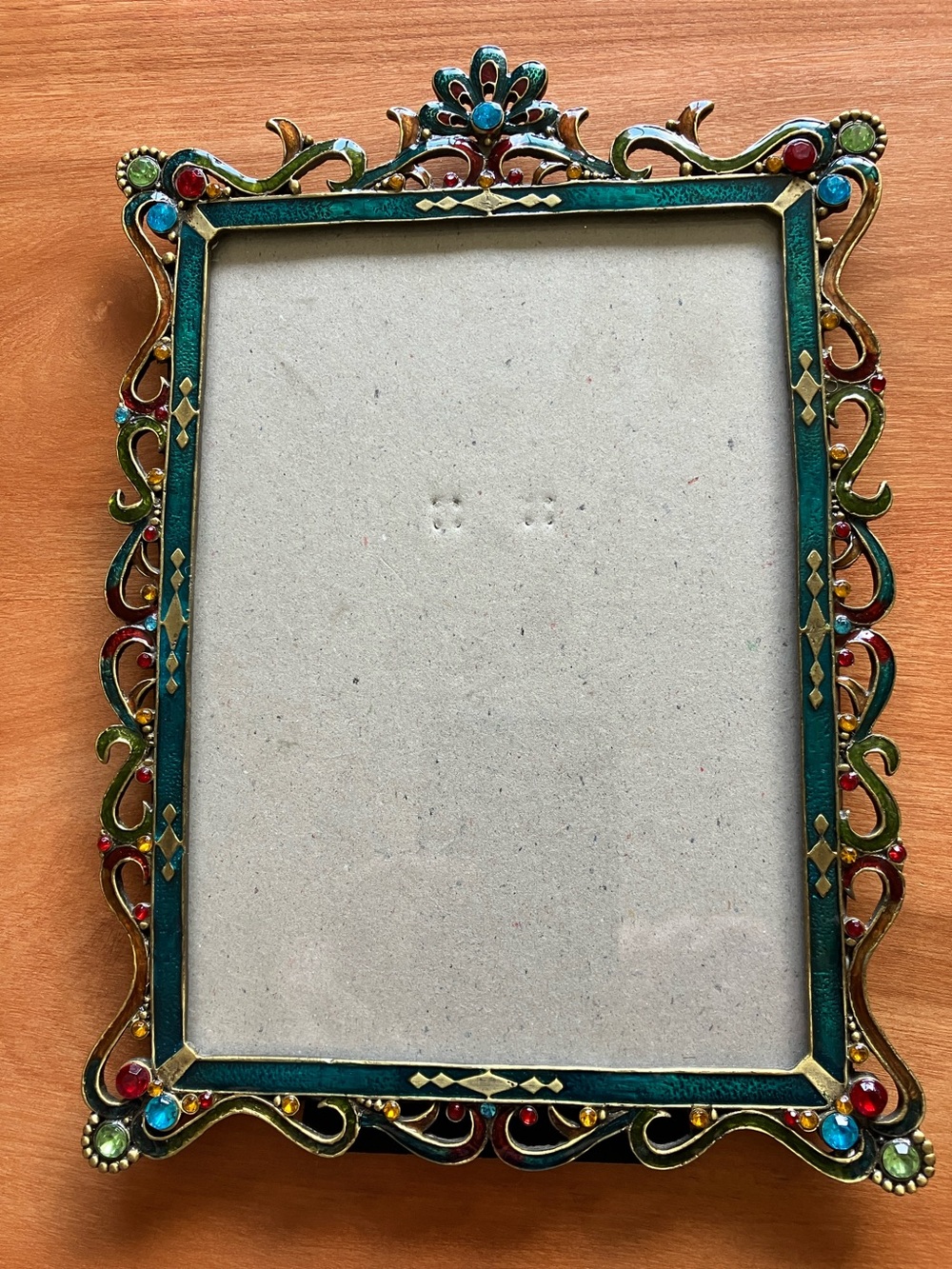 April Cornell Green Jeweled Filigree Picture Frame